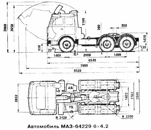 Чертеж МАЗ-64229, МАЗ-64221 и МАЗ-64224