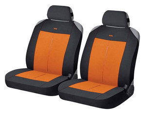 Изображение 1, 21340 Авточехлы (майка) на передние сиденья полиэстер черно-оранжевые (4 предм.) Vertical Front CARFASHION