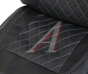 Изображение 2, 11125 Авточехлы универсальные экокожа черные серая строчка (11 предм.) Atom Leather CARFASHION