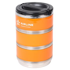 Изображение 6, IT-T-03 Термос ланч-бокс 2.1л, 3 контейнера, с ручкой, нержавеющая сталь, оранжево-черный AIRLINE