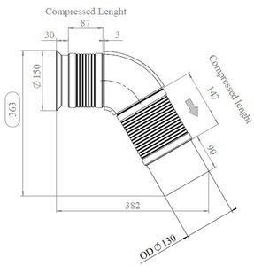 Изображение 3, 53254 Труба выхлопная глушителя MERCEDES Actros передняя (с гофрой) DINEX