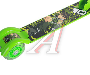 Изображение 3, BQ-15-1 GREEN Самокат 3-х колесный (колесо 90мм) до 25кг светящиеся колеса с амортизатором зеленый