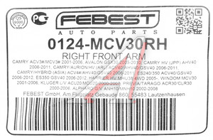 Изображение 4, 0124-MCV30RH Рычаг подвески LEXUS RX300, RX330, RX350 передней нижний правый FEBEST