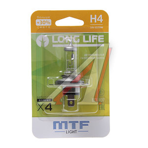 Изображение 1, HLL1204B Лампа 12V H4 60/55W P43t блистер (1шт.) Long Life MTF