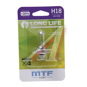 Изображение 1, HLL1218B Лампа 12V H18 65W PY26d-1 +30% блистер (1шт.) Long Life MTF