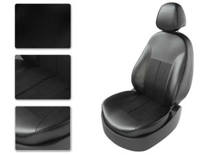 Изображение 1, 220618060606 Авточехлы HYUNDAI Solaris KIA Rio седан (11-) экокожа черные CARFASHION