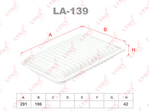 Изображение 1, LA139 Фильтр воздушный TOYOTA Camry (06-) (2.4), (11-) LYNX