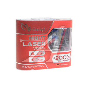 Изображение 1, MLH4NLV200 Лампа 12V H4 60/55W P43t +200% бокс (2шт.) Night Laser Vision CLEARLIGHT