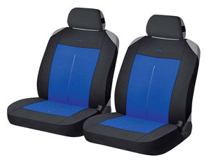 Изображение 1, 21337 Авточехлы (майка) на передние сиденья полиэстер черно-синие (4 предм.) Vertical Front CARFASHION