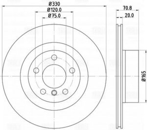 Изображение 3, DF263918 Диск тормозной BMW X3 (F25), X4 (F26) задний вентилируемый (1шт.) TRIALLI