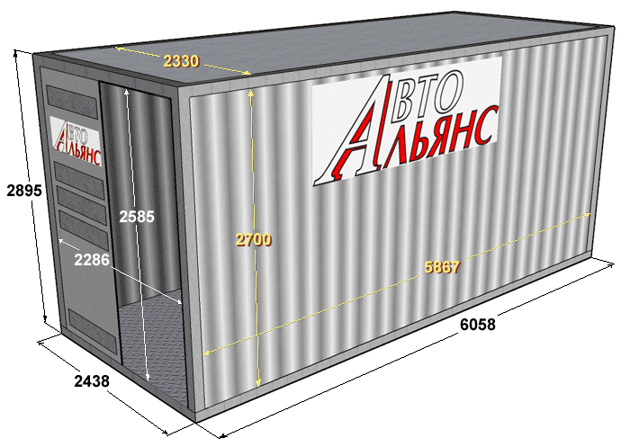 Размеры 20 футового контейнера High Cube типа 1ССC