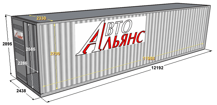 Размеры 40 футового контейнера High Cube типа 1ААА